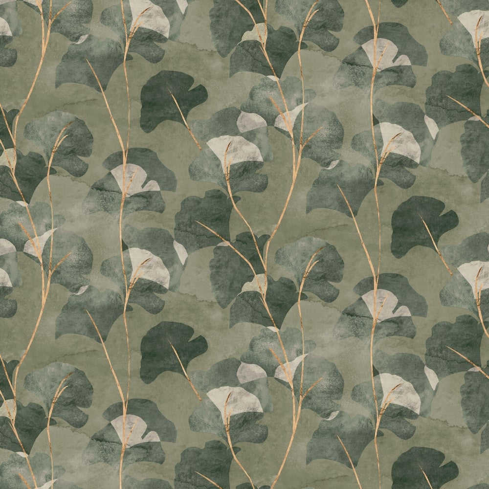 Dekostoff / Canvas Gingko moss green