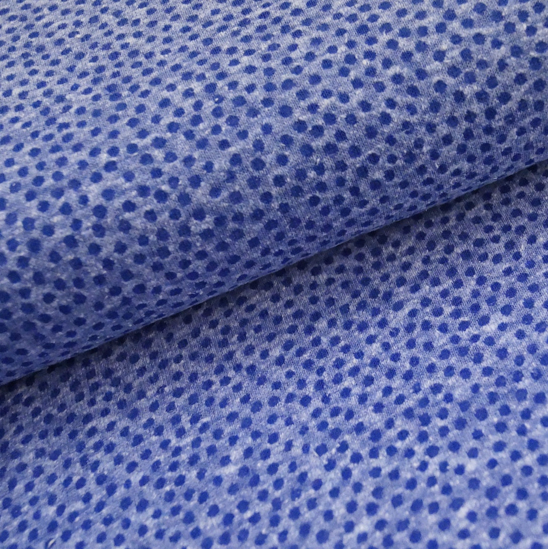Hilco "Cara" Strickstoff blaue Punkte auf blau Melange