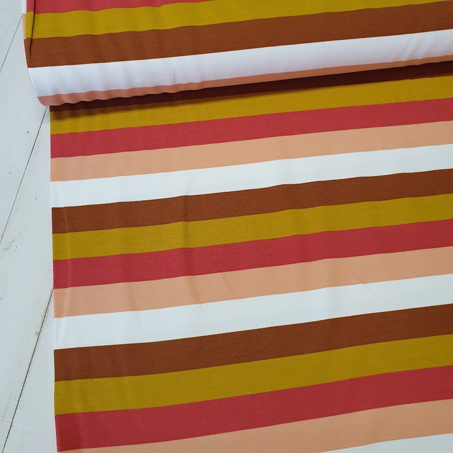 French Terry Blockstripe - rose-senf