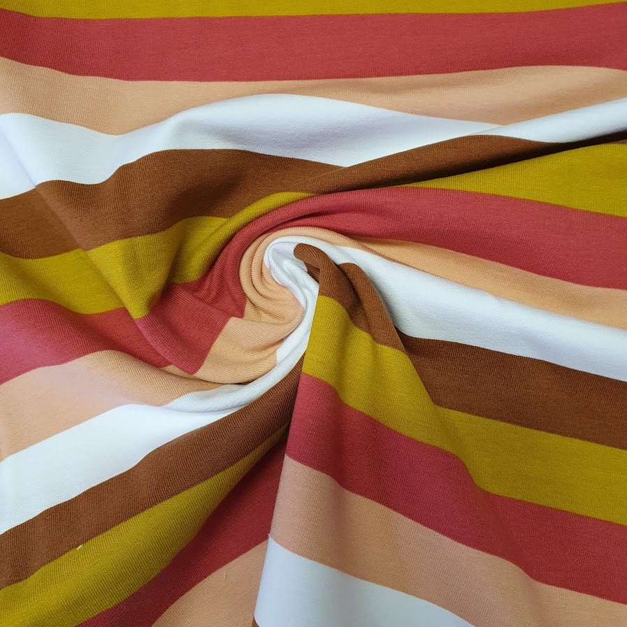French Terry Blockstripe - rose-senf