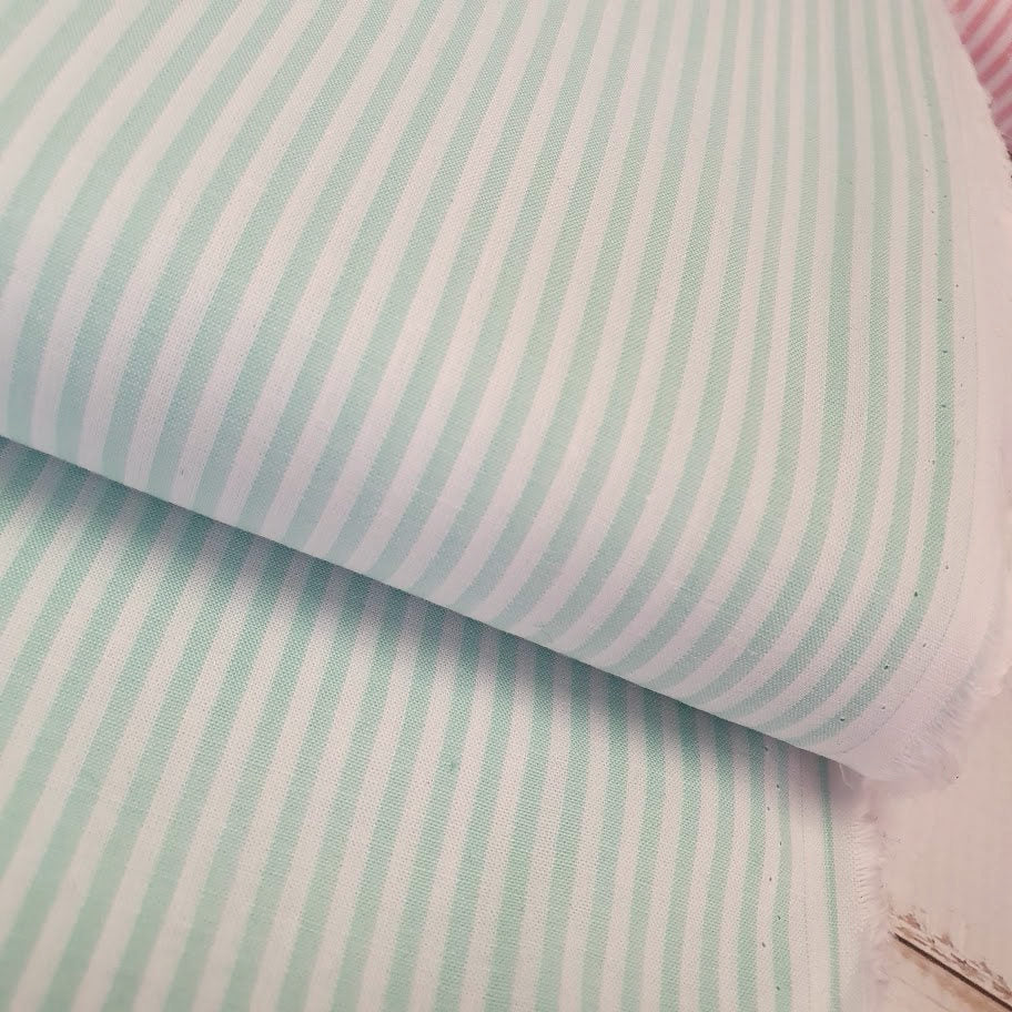Streifen Baumwollchambray - yarndyed - türkis-weiss