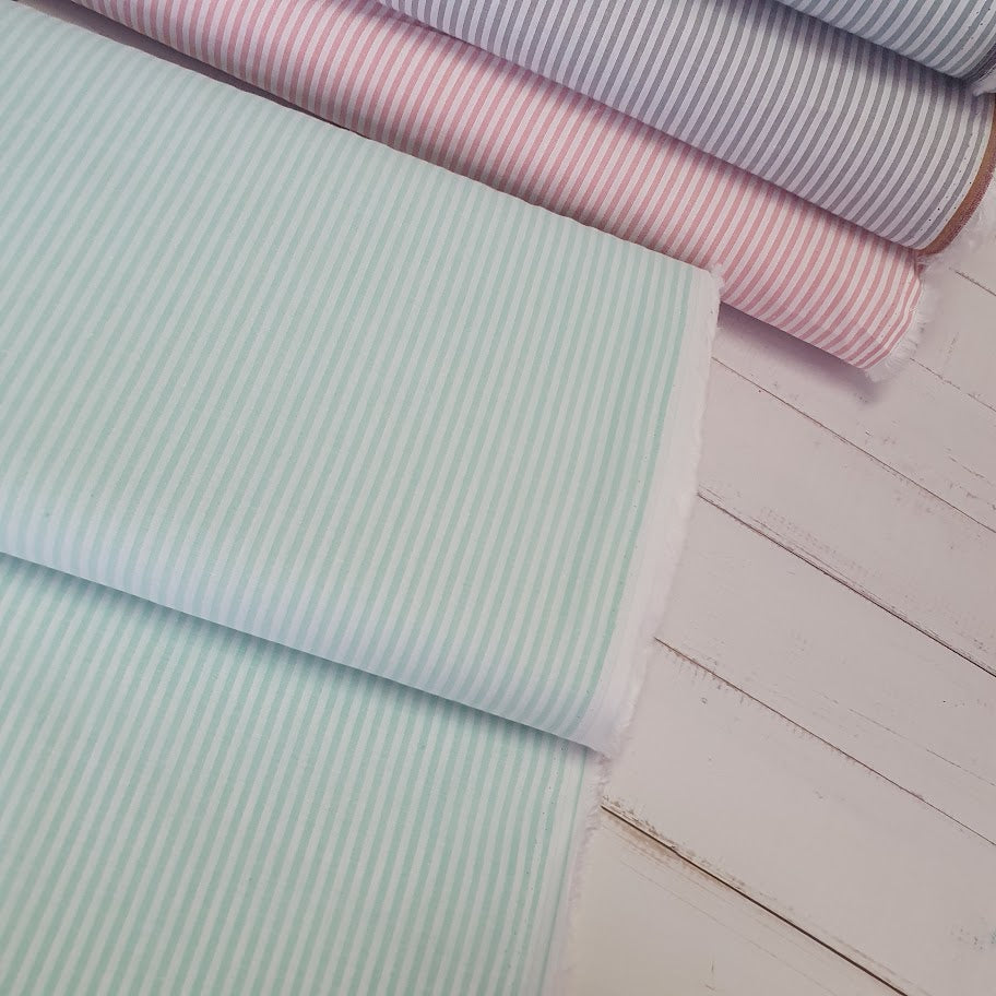 Streifen Baumwollchambray - yarndyed - türkis-weiss