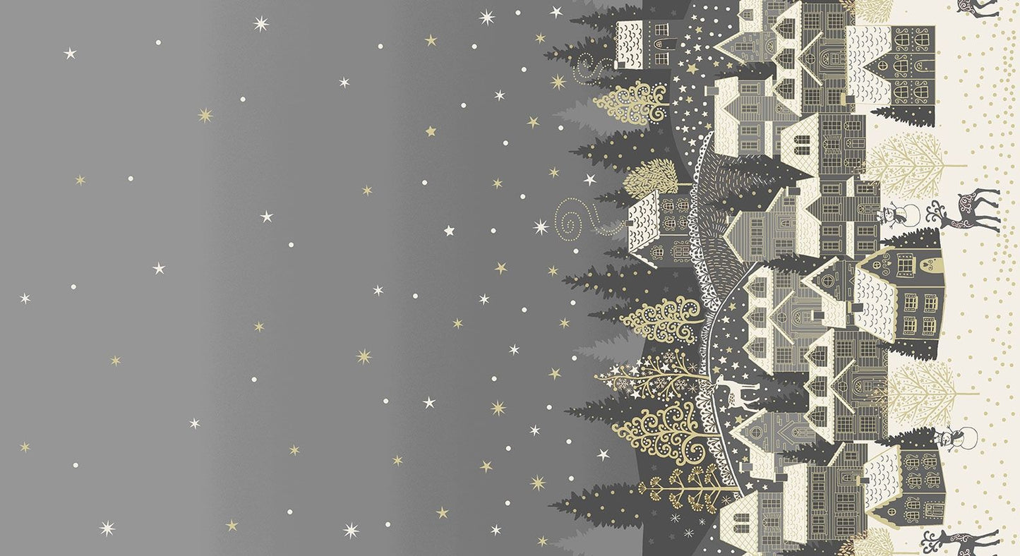 Makower - Scandi - Double Border Houses - grau