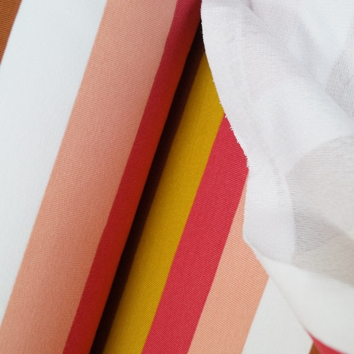 French Terry Blockstripe - rose-senf
