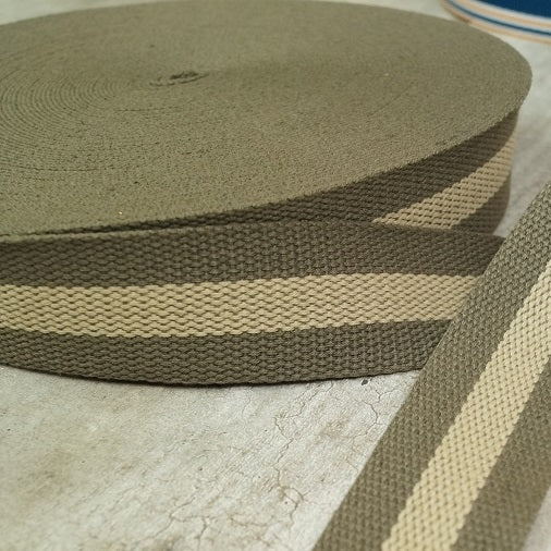 Reststück 1,28m - Gurtband 40mm - khaki-beige - zweifarbig