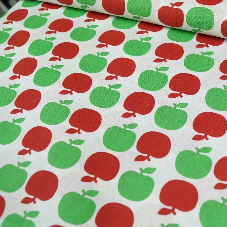 Retro Apfel Baumwollstoff Rot-Grün