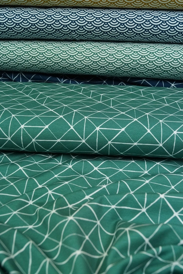 Swafing - Baumwolljersey Geometrie - darkmint