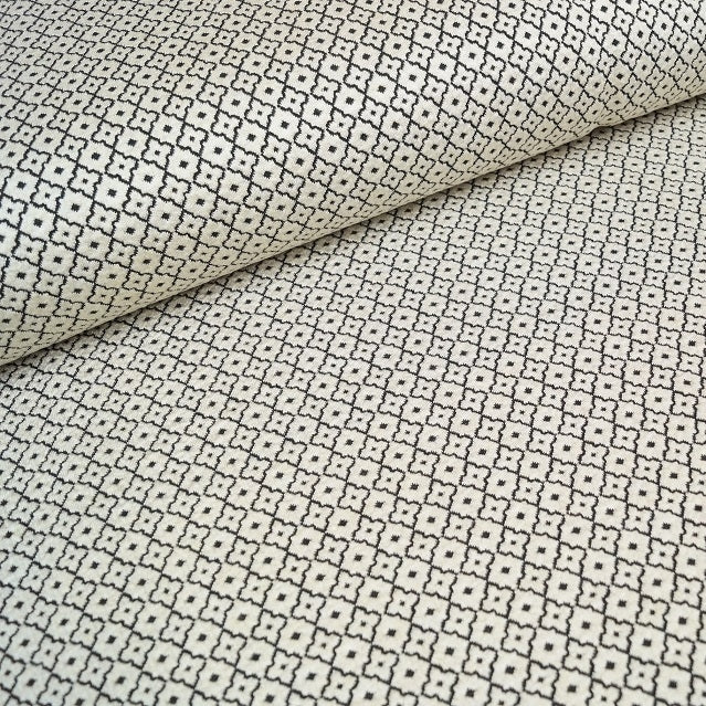 Reststück 35cmx140cm - Hilco Jacquardjersey "Ornamento" - ecru mit schwarz