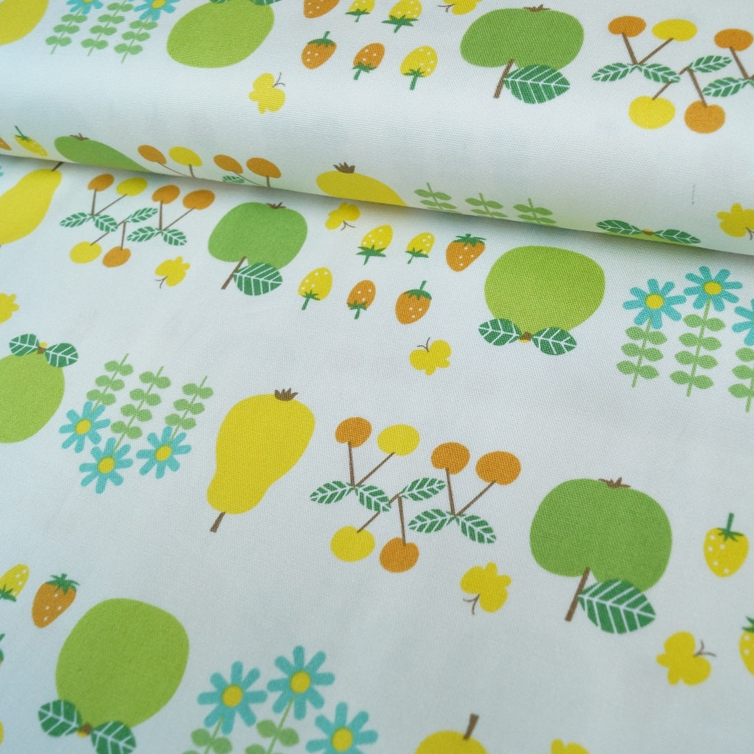 Baumwoll-Canvas grün-gelbe Früchte