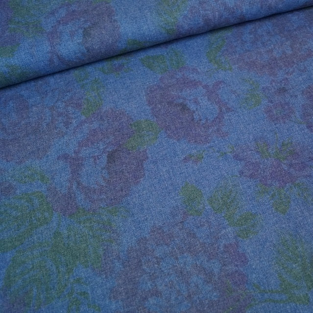 Swafing - Flanelldruck denim Flowers
