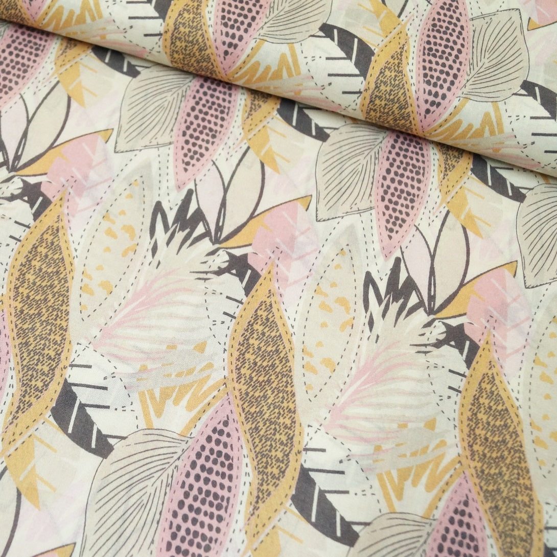 Reststück 1,57mx1,45m - "Safari Leaves" Voile - Blätter
