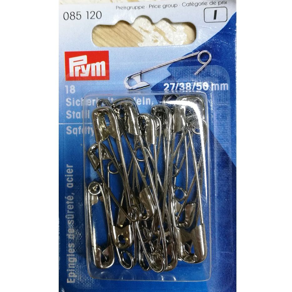 Prym - Sicherheitsnadeln Stahl 27/38/50mm silberfarbig (18 Stück)