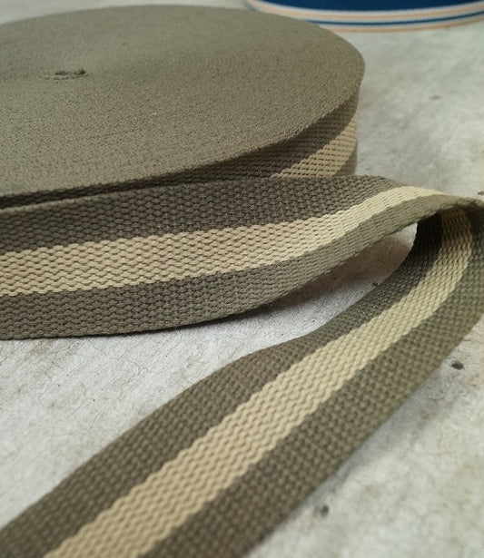 Reststück 1,28m - Gurtband 40mm - khaki-beige - zweifarbig