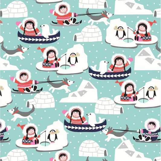 Arctic Girl - Eskimos und Schlittenhunde - hellblau